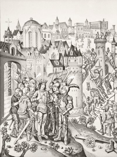 Siege of a town defended by the Burgundians under Charles VI by English School